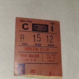 Vintage Van Halen Concert Ticket Stub